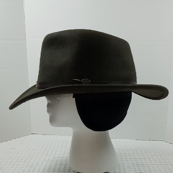Dorfman Pacific Group Wool Felt Hat Foldaway Ear Warmers Size XL Brownish Olive - Picture 1 of 11